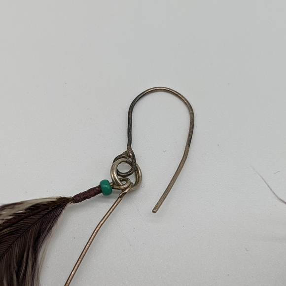 .925, Glass Bead and Feather Earrings - Picture 6 of 6